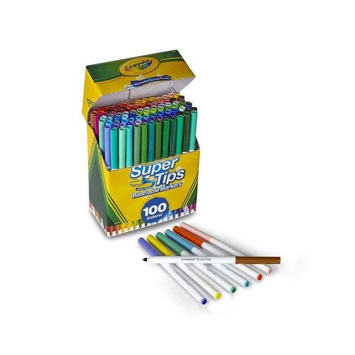 Crayola Rotuladores Súper Punta Lavables, Set de 100 unidades. Aptos para niños de 3 años en adelante. Medidas: 14,5x8,5x18 cm 8