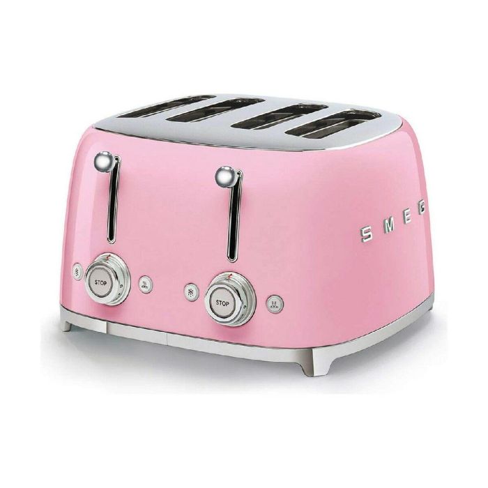 Smeg TSF03PKEU Tostadora 4 Rebanadas Doble Ranura 50s Style Rosa