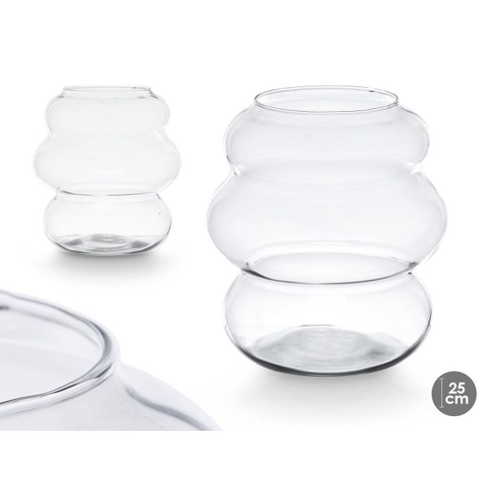 Jarrón de Cristal Burbuja Giftdecor 25 cm - Transparente, Vidrio Jarrón de Cristal Burbuja Giftdecor 25 cm - Transparente, Vidrio