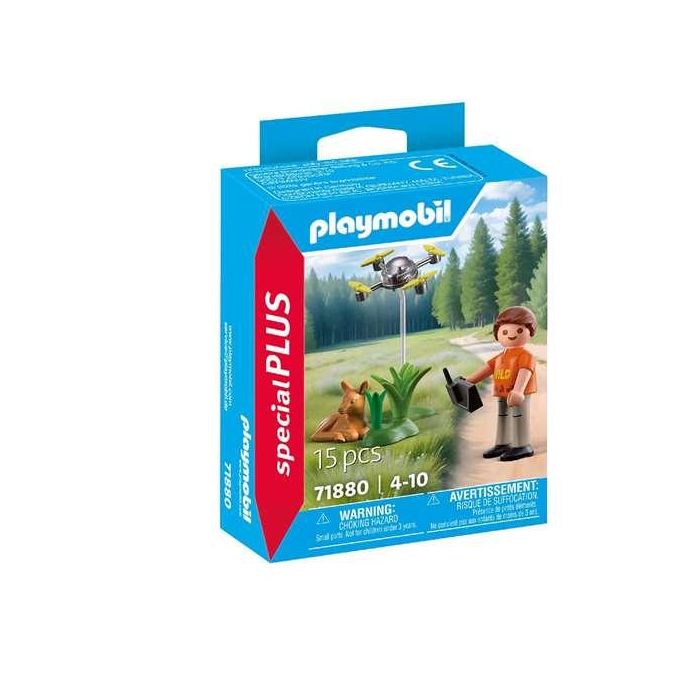 Playmobil Rescate de Cervatillo con Dron, Set de Juego de Construcción para Niños y Niñas de 3+ Años, con Figura de Niño, Cervatillo y Accesorios