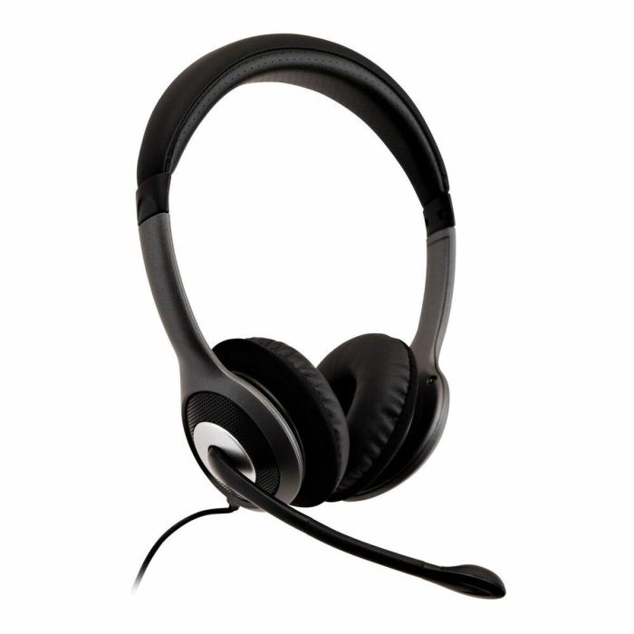Auriculares con Micrófono V7 HU521 Negro Plateado 1 Auriculares con Micrófono V7 HU521 Negro Plateado 1