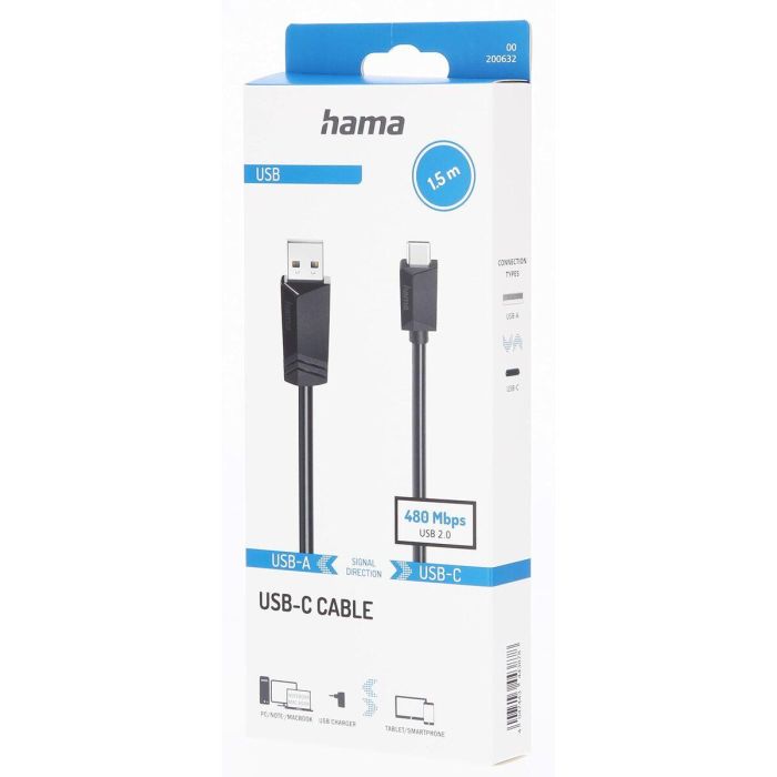 Cable Micro USB Hama 00200632 Negro 1,5 m