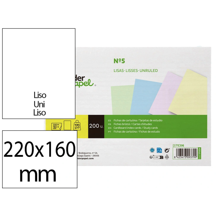 Liderpapel Tarjetas para Estudiar Lisas Cartulina Colores Pastel 170gr 160x220mm Paquete 200 Unidades 0 Liderpapel Tarjetas para Estudiar Lisas Cartulina Colores Pastel 170gr 160x220mm Paquete 200 Unidades 0
