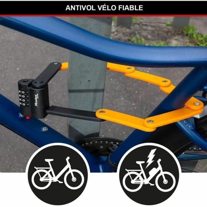 Candado codificado para bicicleta - MASTER LOCK - 8336EURDPRO - Acero endurecido, combinación programable, soporte incluido 3