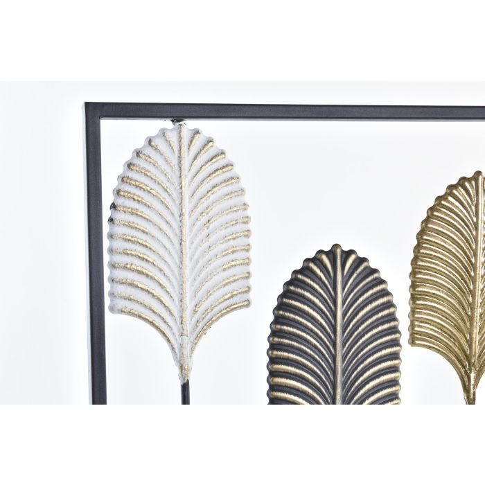 DKD Home Decor 2 x 90 x 35 cm Hojas Decoracion Pared Moderno Negro Multicolor