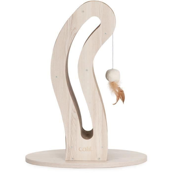 CATIT CAT0022517425152 Rascador para Gatos Pixi Cat Tail con Bola de Tela y Pluma - Aspecto Roble Natural