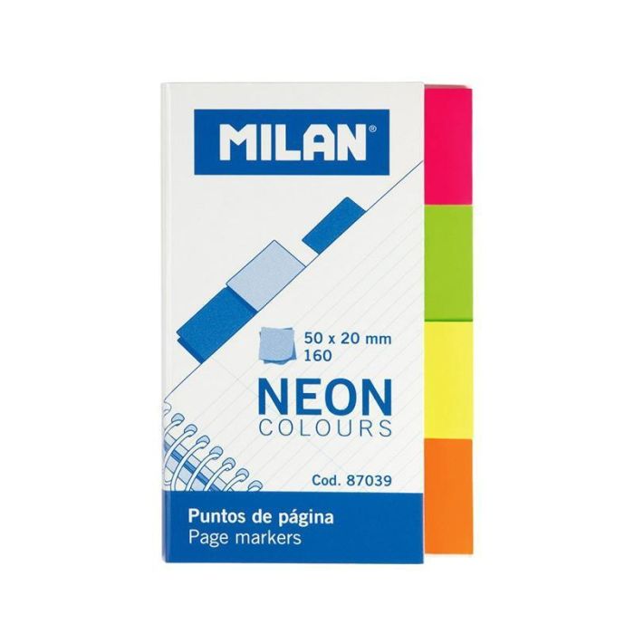 Milan Marcadores De Página 160 Puntos 50x20 mm 4 Colores Neón