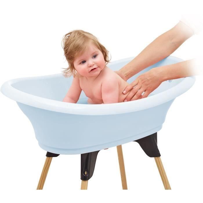 Thermobaby VASCO Fleur Bleue Kit de Baño con Bañera, Pies Plegables y Manguera Desagüe 4