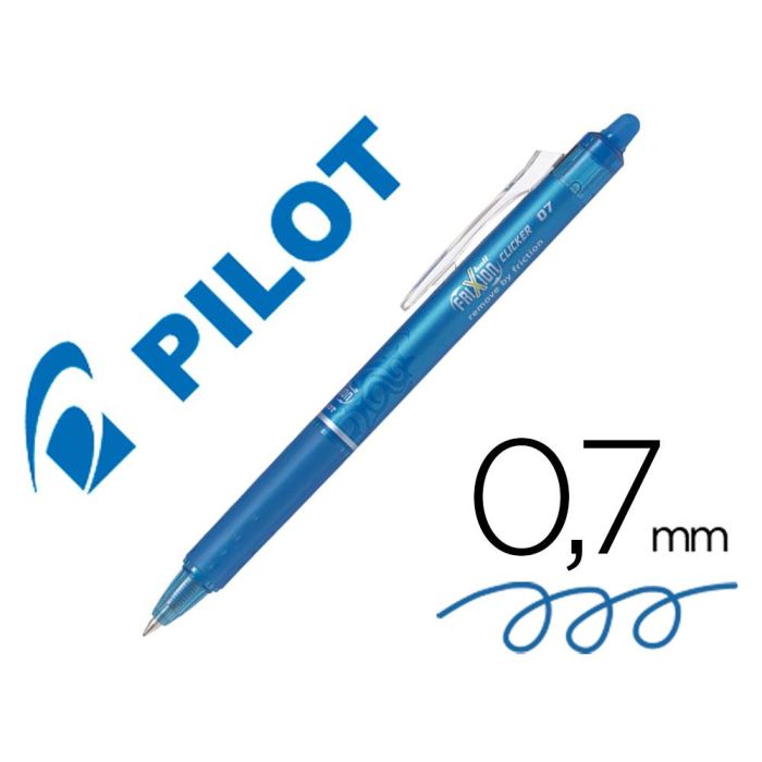 Boligrafo Pilot Frixion Clicker Borrable 0,7 mm Color Azul Claro 12 unidades