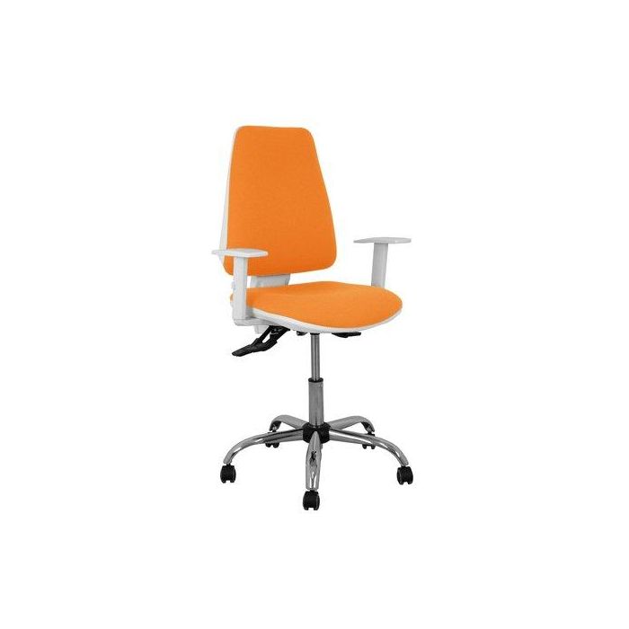 Silla Piqueras Y Crespo Elche Blanca Brazos Regulables Mecanismo Asincro Regulable En Altura Base Metalica Ruedas Parquet Asiento Y Respaldo Tapizado Bali Naranja