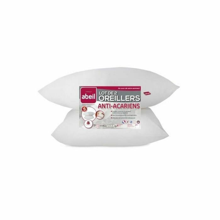 Abeil Pack de 2 almohadas antiácaros Sanitized, certificadas Oeko-Tex, para un sueño seguro y saludable, 60x60 cm, Blanco 1