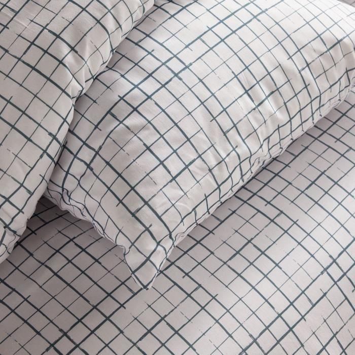 Today TOD3574641288952 Juego de cama Crazy Estampado de cuadros 2 personas 220 x 240 cm Blanco 2