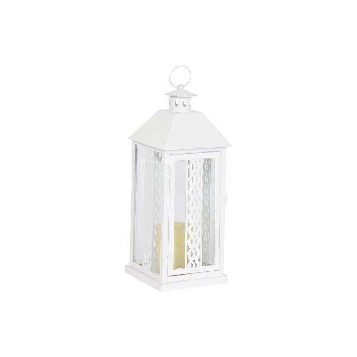 DKD Home Decor Farola Shabby Blanco de Hierro y Cristal 20x55x20 cm Set de 3 con Asa 4,5 kg 1 DKD Home Decor Farola Shabby Blanco de Hierro y Cristal 20x55x20 cm Set de 3 con Asa 4,5 kg 1