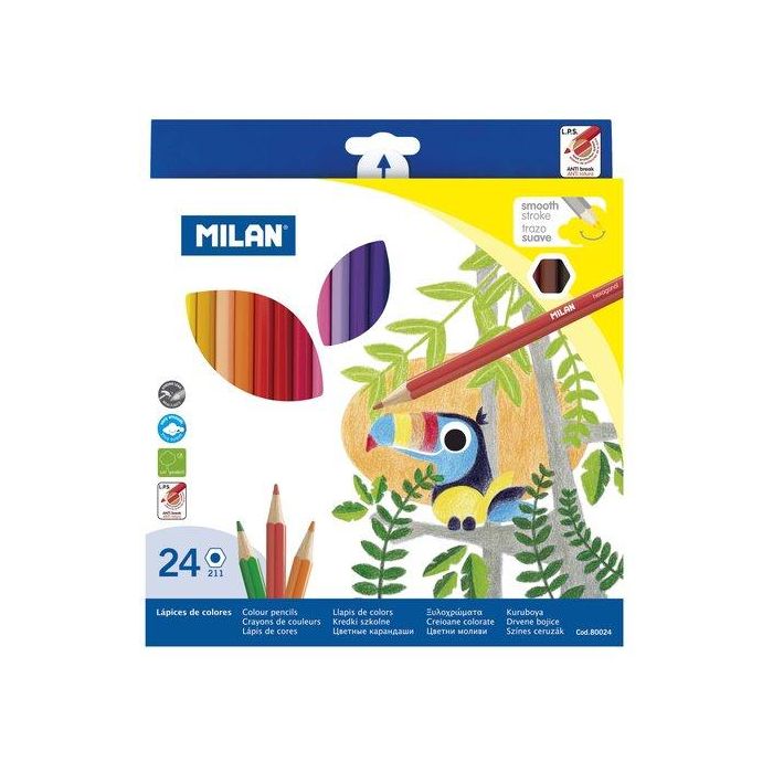 Milán Pack con 24 lápices de colores hexagonales, mina Ø2,9mm, sistema LPS, madera sostenible