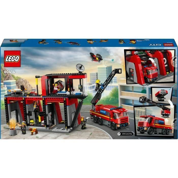 LEGO 60414 City Set de Construcción Estación de Bomberos y Camión de Bomberos con Figura de Perro y 5 Minifiguras 5 LEGO 60414 City Set de Construcción Estación de Bomberos y Camión de Bomberos con Figura de Perro y 5 Minifiguras 5