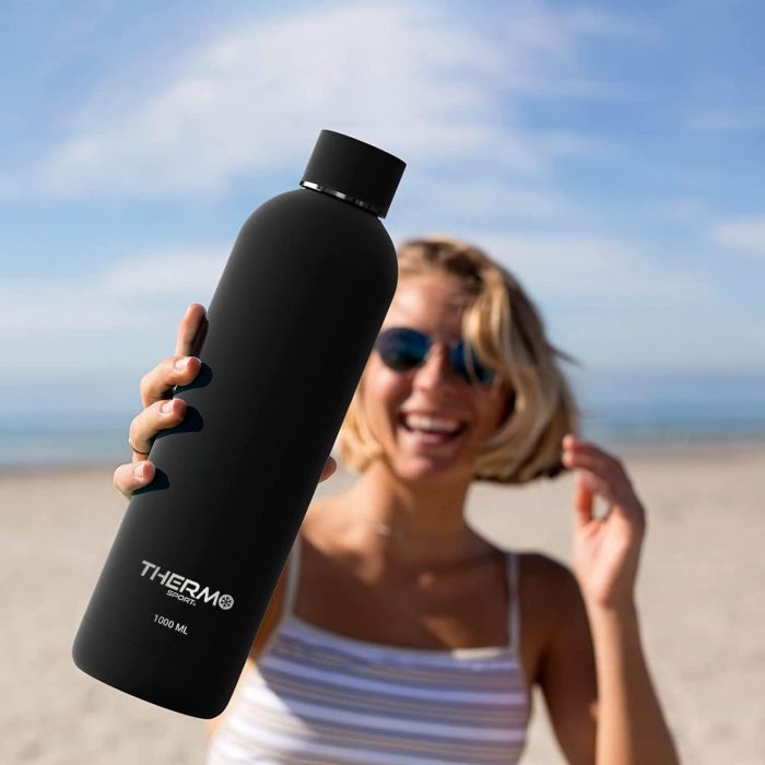 Botella Termo Soft Touch 1L Negra Thermosport (6 Unidades) 6 Botella Termo Soft Touch 1L Negra Thermosport (6 Unidades) 6