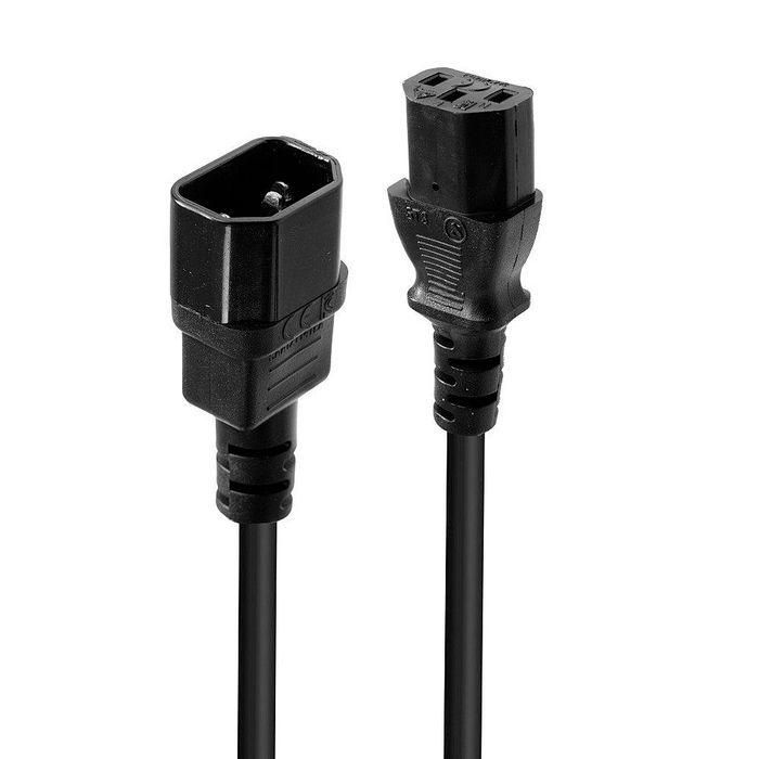 Lindy Cable Extensión de Alimentación IEC C14 a C13, 0.5m, Negro, H05-VVF 3G 1.00mm², para Oficina/Cine en Casa, 10 Años Garantía