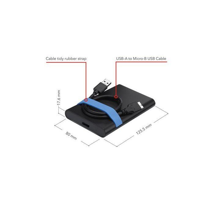 Verbatim 2.5", HDD/SSD, USB 3.2 Gen 1, 125.5 x 80 x 17.6 mm, 59.8 g 10 Verbatim 2.5", HDD/SSD, USB 3.2 Gen 1, 125.5 x 80 x 17.6 mm, 59.8 g 10