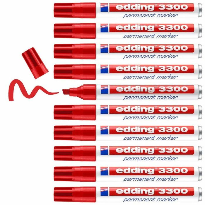 Rotulador permanente Edding 3300 Rojo (10 Unidades) 2 Rotulador permanente Edding 3300 Rojo (10 Unidades) 2