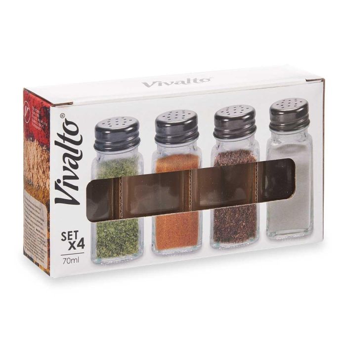 Set 4 Especieros de Cristal Vivalto 70 ml - 17.5x10x4.5 cm (24 Unidades) 2 Set 4 Especieros de Cristal Vivalto 70 ml - 17.5x10x4.5 cm (24 Unidades) 2