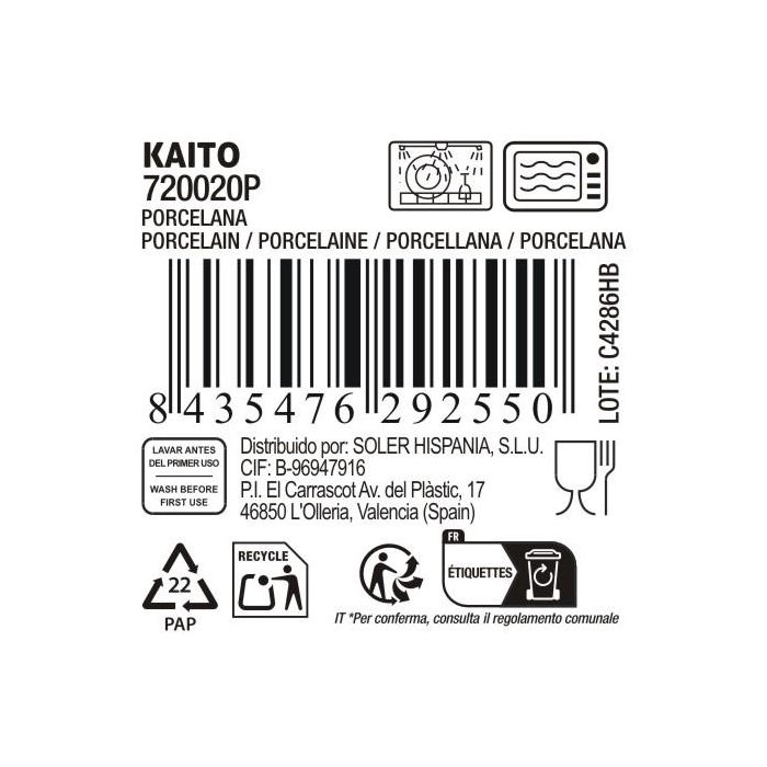 La Mediterranea Fuente Redonda Japo Ø20 cm Surt. 6 Dec/Rel. "Kaito" 9