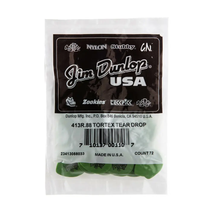 Dunlop 72 Púas Tortex S Verde - 0,88 Mm (Pack) 3