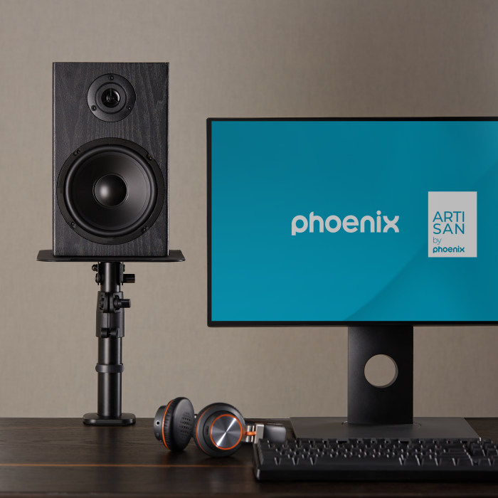 Phoenix technologies Soportes Universales para Altavoces de Escritorio con Fijación a Tablero, Ahorro de Espacio 7