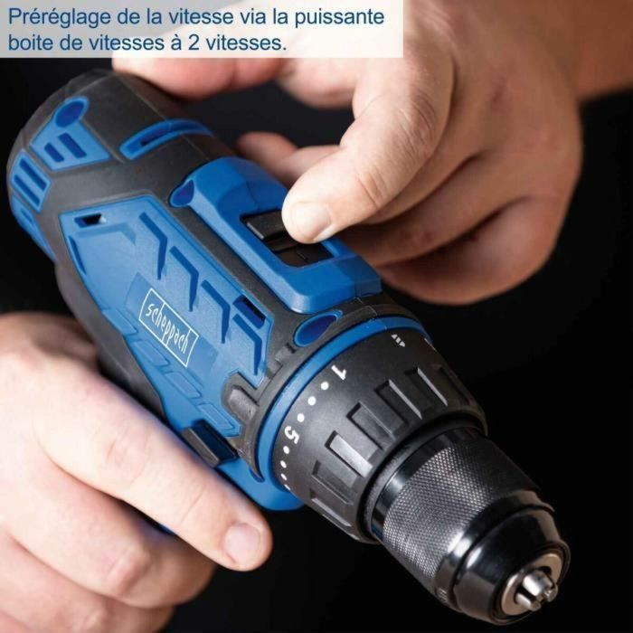 Taladro-destornillador SCHEPPACH - 20V IXES - Portabrocas 50 Nm 13mm + 2 baterías + cargador + 74 accesorios + Caja - C-DTB74/2-X 2