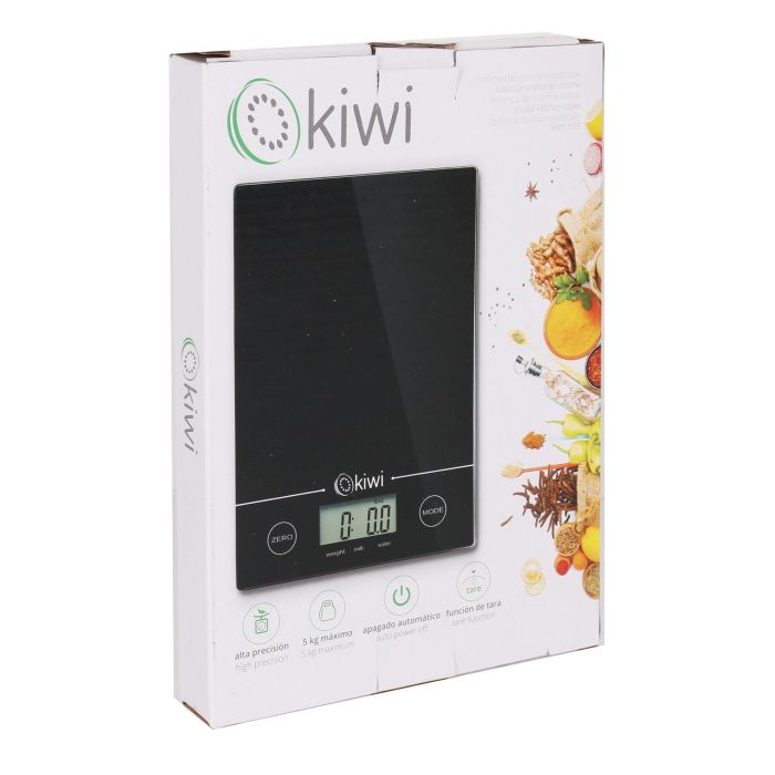 Báscula de cocina digital Kiwi 5 kg vidrio color (8 Unidades) 2 Báscula de cocina digital Kiwi 5 kg vidrio color (8 Unidades) 2