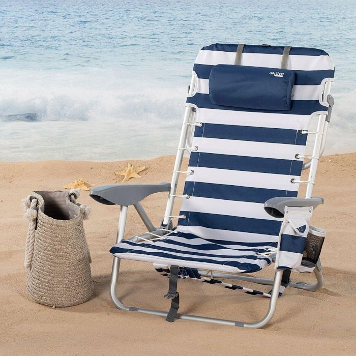 Silla de Playa Aktive Azul Blanco 50 x 76 x 45 cm (2 Unidades) 6