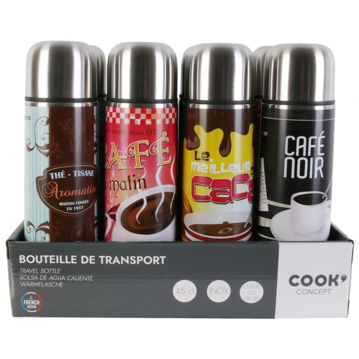 Cook Concept Termo Líquidos 450 Ml Acero Inoxidable Doble Pared Cierre Push 25x7 cm 4 Modelos Surtidos 3