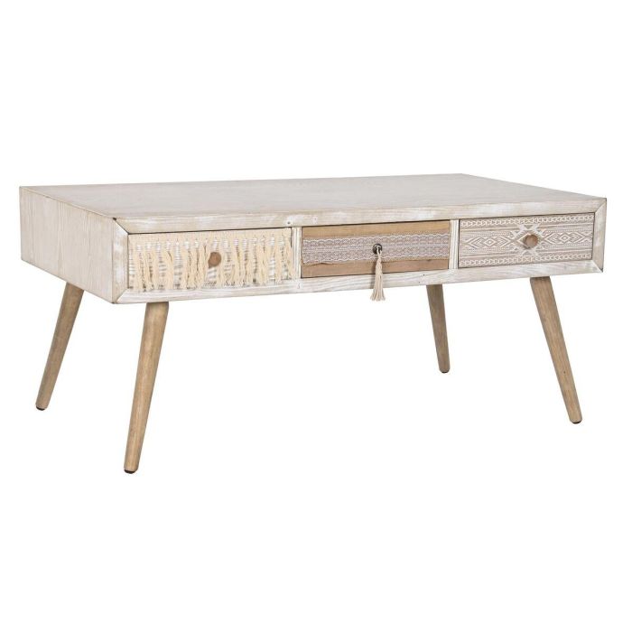 Mesa de Centro DKD Home Decor Abeto Algodón (110 x 60 x 50 cm) 2 Mesa de Centro DKD Home Decor Abeto Algodón (110 x 60 x 50 cm) 2