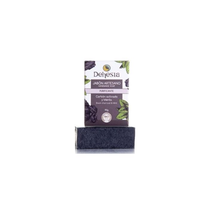 DEHESIA Jabón Artesano Purificante BIO para Piel Grasa y Acné con Carbón Activo y Menta 100g Vegano