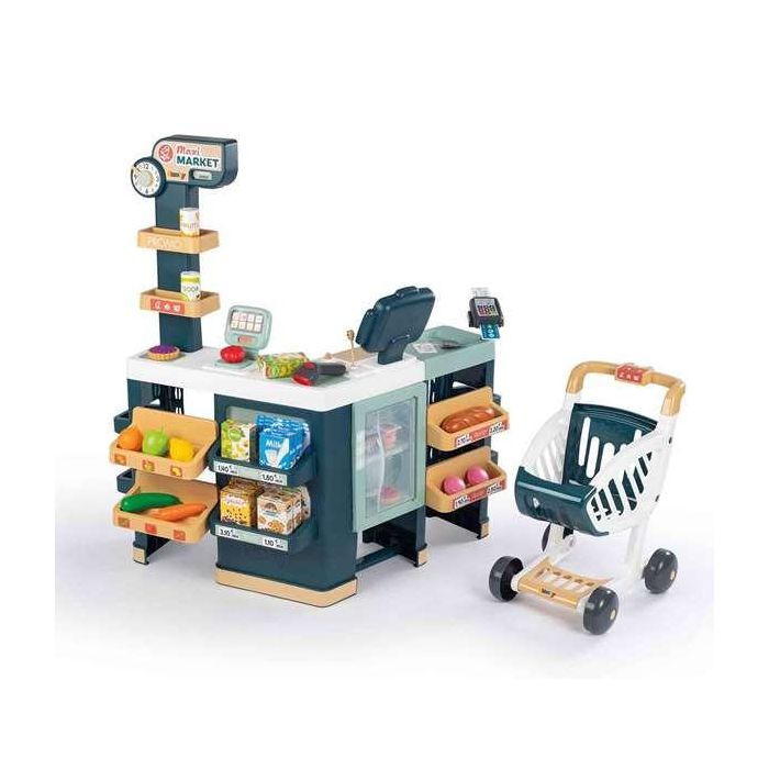 Supermercado maximarket con carrito, caja registradora y 50 accesorios. 89,60x80x59,60 cm 1 Supermercado maximarket con carrito, caja registradora y 50 accesorios. 89,60x80x59,60 cm 1