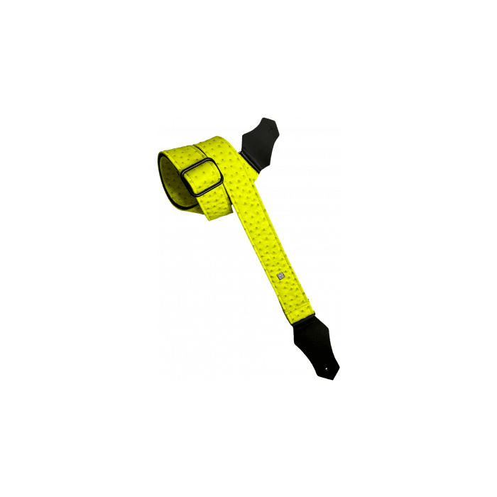GETM Correa para Guitarra y Bajo Ostrich Yellow, Ajustable hasta 165 cm, Polipiel, Nylon y Piel, Color Amarillo