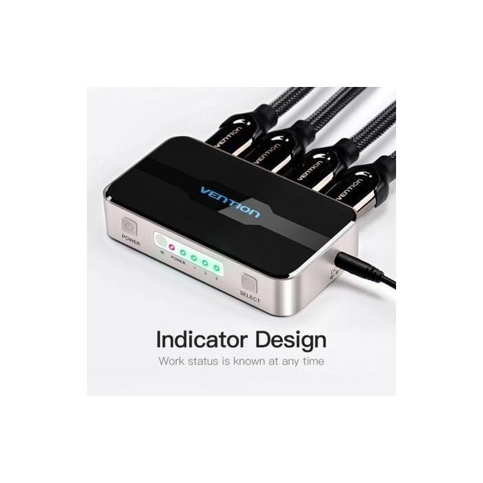 Vention AFFH0 Duplicador Splitter HDMI 1 Entrada Macho a 4 Salidas Hembra 4K@30Hz Conectores Dorados Gris Aluminio 3 Vention AFFH0 Duplicador Splitter HDMI 1 Entrada Macho a 4 Salidas Hembra 4K@30Hz Conectores Dorados Gris Aluminio 3