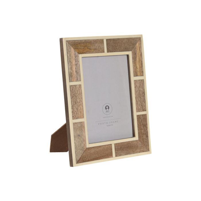 DKD Home Decor Marco de Fotos Urban 13x18 cm, Natural Blanco, Madera de Mango y Resina, 19 cm ancho x 24 cm alto x 1,8 cm fondo