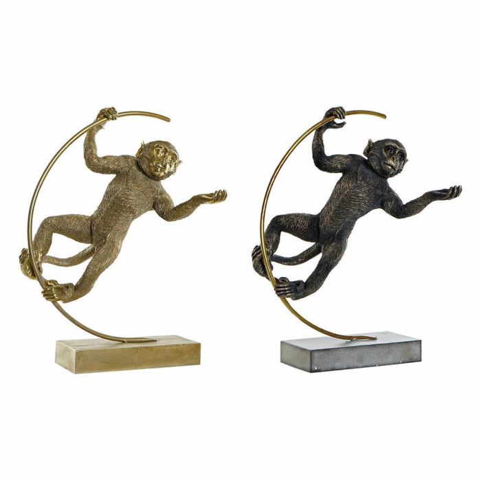 DKD Home Decor Figura Decorativa de Resina, Diseño Moderno de Mono, Acabado Negro y Dorado, Medidas 25 x 48 x 33 cm (Juego de 2 Unidades) DKD Home Decor Figura Decorativa de Resina, Diseño Moderno de Mono, Acabado Negro y Dorado, Medidas 25 x 48 x 33 cm (Juego de 2 Unidades)