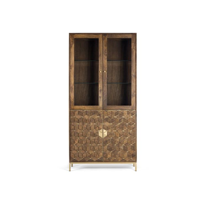 Giner y Colomer Vitrina Madera de Mango 200 cm Nogal Dorado Efecto Enjambre 0 Giner y Colomer Vitrina Madera de Mango 200 cm Nogal Dorado Efecto Enjambre 0