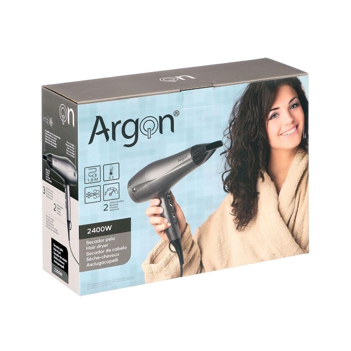 Argon Secador de Pelo de 2400W, Acabado Antracita Negro Mate, Incluye Difusor, Medidas 26x8x27 cm (6 Unidades) 1 Argon Secador de Pelo de 2400W, Acabado Antracita Negro Mate, Incluye Difusor, Medidas 26x8x27 cm (6 Unidades) 1
