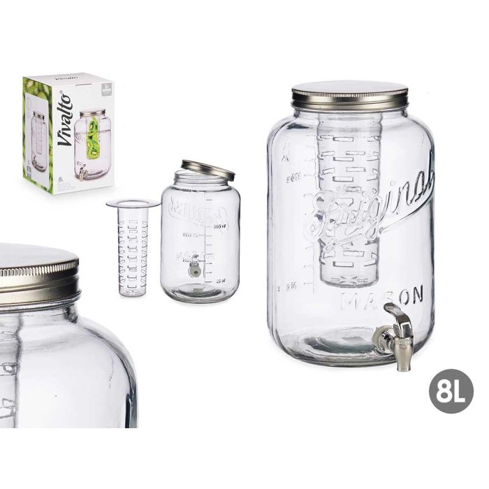 Jarra con Enfriador 8000 ml Plata Vivalto - 21x32x21 cm (6 Unidades) Jarra con Enfriador 8000 ml Plata Vivalto - 21x32x21 cm (6 Unidades)