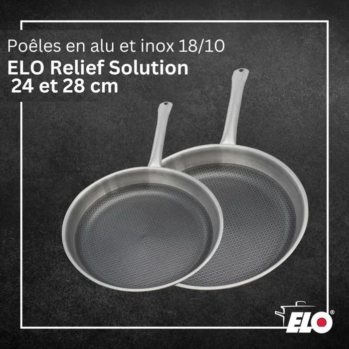 Elo AAARP57263 Juego de 2 Sartenes de Inducción, Acero Inoxidable 18/10 Antiadherente ELODUR Select, Ø 24 y 28 cm 1