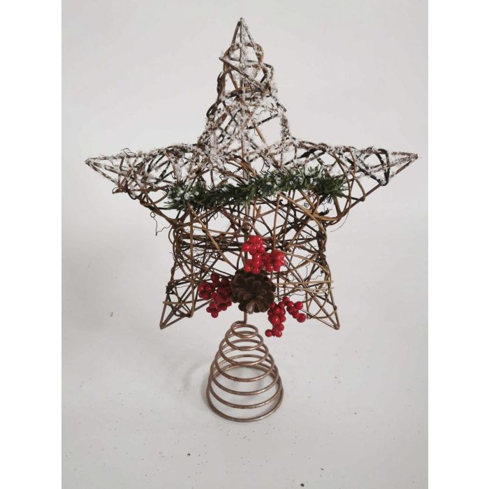 Estrella Navidad Tradicional DKD Home Decor Natural Verde 5 x 30 x 25 cm (6 Unidades)