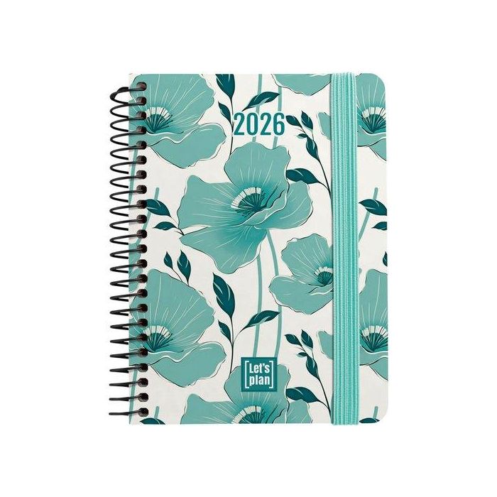 Agenda Anual (2026) Grafoplas Design Espiral Tapa Extra Con Goma A6 170X145 D/P Poppy