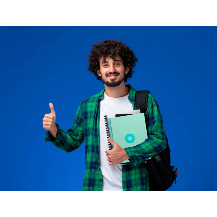 Antartik Cuaderno espiral micro A4, tapa forrada, 80 hojas, 90 gr, impresión horizontal, 4 taladros, banda, color menta 8