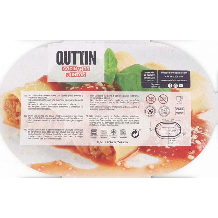 Fuente de vidrio oval Quttin 17x13 cm, 0.6L (6 Unidades) 4 Fuente de vidrio oval Quttin 17x13 cm, 0.6L (6 Unidades) 4