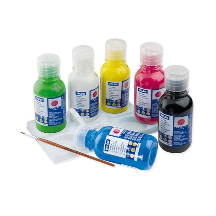 Caja con 6 botellas de 125 ml de témpera colores surtidos milan 1 Caja con 6 botellas de 125 ml de témpera colores surtidos milan 1