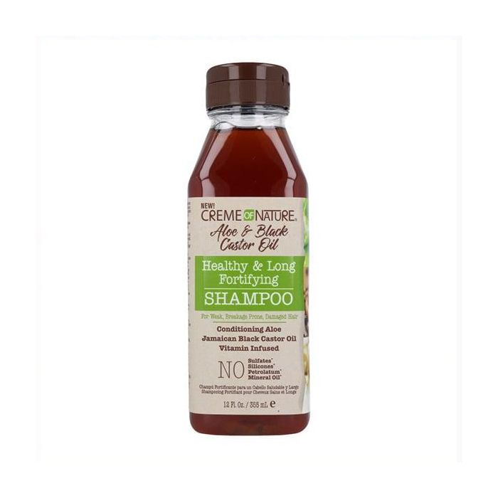 Creme of Nature Champú Fortificante con Aloe y Black Castor 355 ml - Limpia y mejora la fuerza del cabello