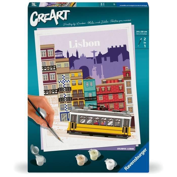 Ravensburger 25522 CreArt Pintar por Números Lisboa 24x30 cm Kit de Actividad Relajante y Creativa