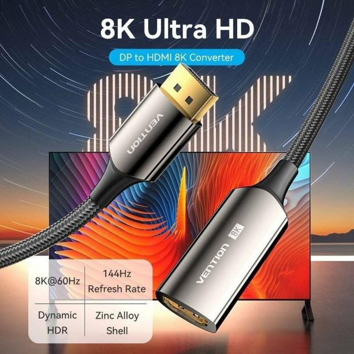 Cable DisplayPort a HDMI Vention HFNBC Negro 4 Cable DisplayPort a HDMI Vention HFNBC Negro 4